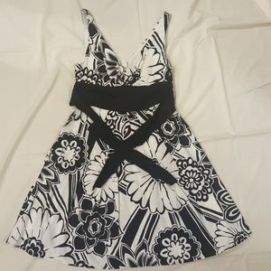 Black & White Floral Print Dress